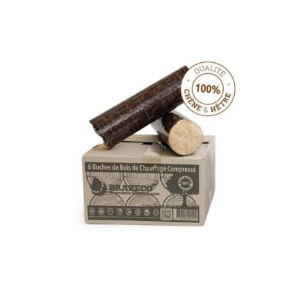 Bois densifié – Qualité Premium – Palette de 80 cartons de 6 bûches